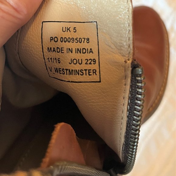 Joules Tan Leather Ankle Boots with leopard trim - Picture 7 of 11